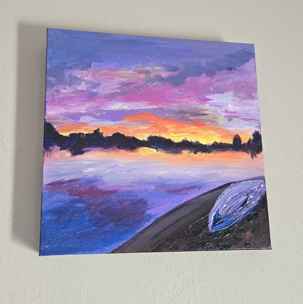 Sunrise acrylic canvas painting Handpainted Wall Art Home Decor - Picture 2 of 7